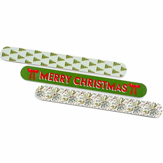 The Royal Standard Holly Jolly Christmas Nail Files Green/Red 7x1x.16 Set of 3