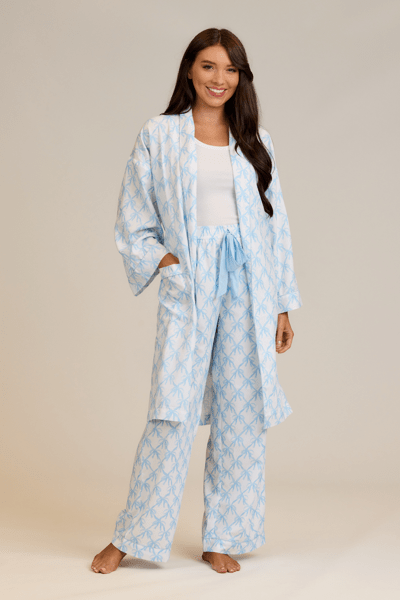 MUD PIE BLUE BOW PAJAMA PANTS