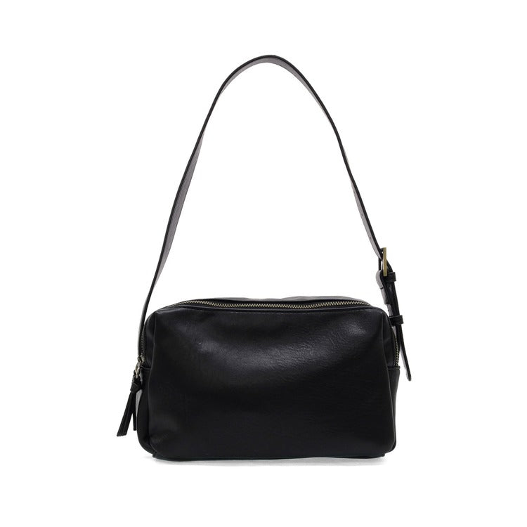 JOY SUSAN Black Eloise Double Zip Shoulder Bag