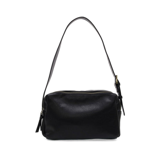JOY SUSAN Black Eloise Double Zip Shoulder Bag