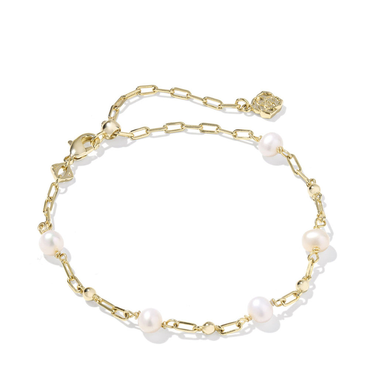 KENDRA SCOTT ASHTON DELICATE CHAIN BRACELET GOLD FRESHWATER CULTURED PEARL