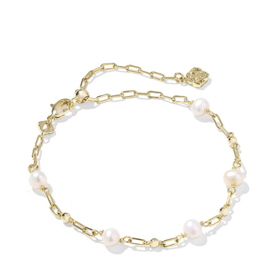 KENDRA SCOTT ASHTON DELICATE CHAIN BRACELET GOLD FRESHWATER CULTURED PEARL