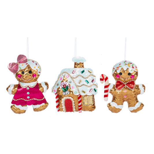 Ganz Gingerbread Family Ornaments