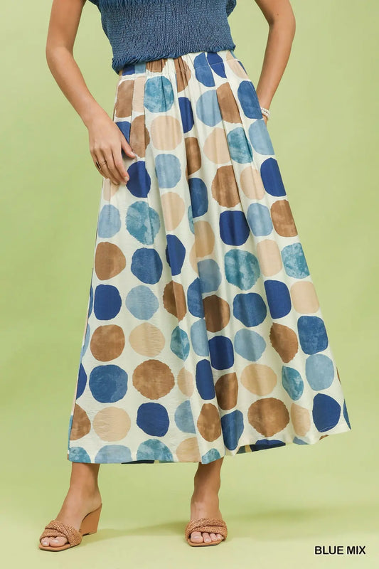 Umgee Dot Print Wide Leg Pants