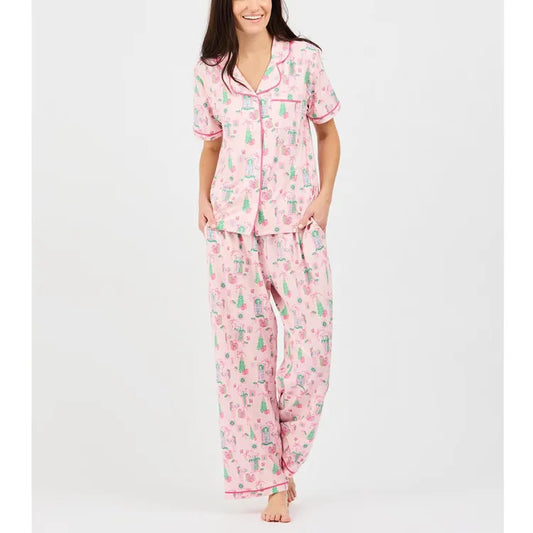 Christmas Cottage Short Sleeve Pajama Set | Mary Square