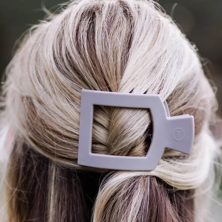 Teleties Square Flat Hair Clip | Med. | Silver Flames