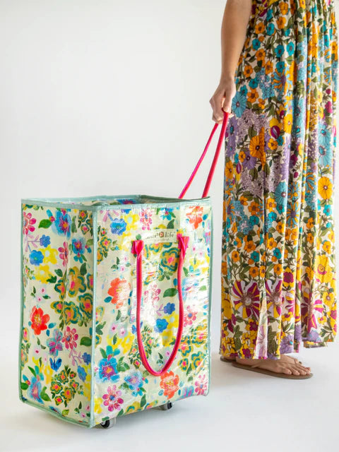 Natural Life Rolling Tote Bag-Floral Garden