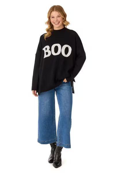 MUD PIE HALLOWEEN JACQUARD ONE SIZE SWEATER-BLACK