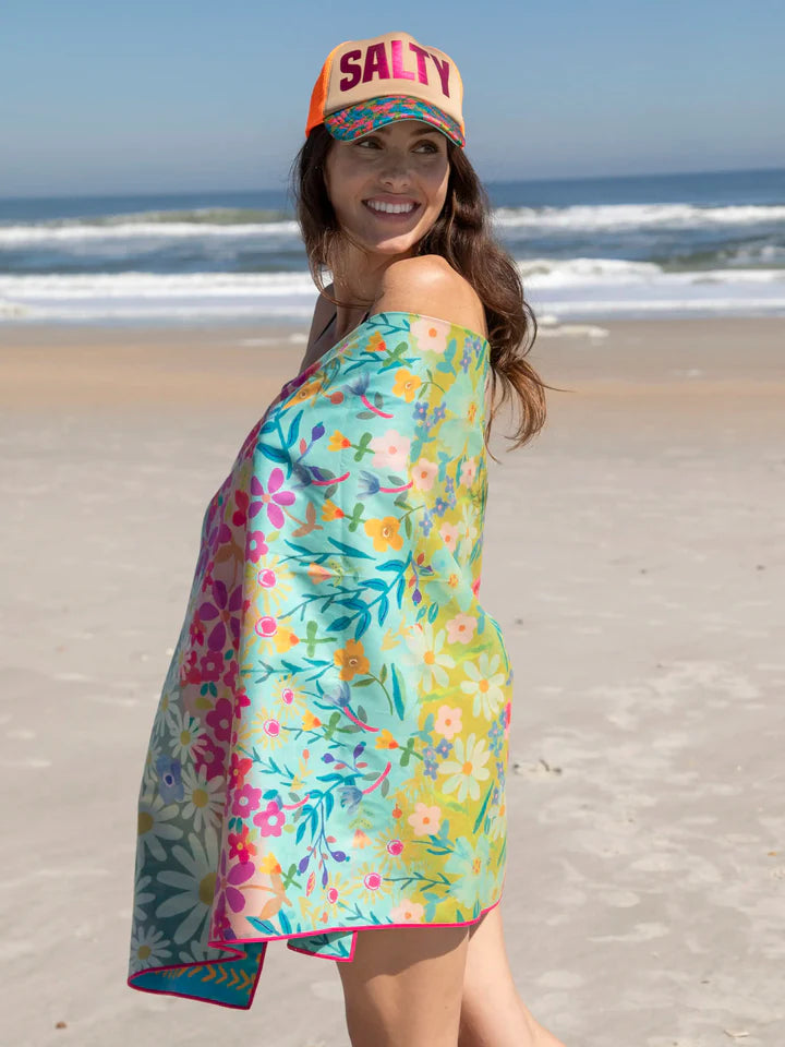 Natural Life Double-Sided Microfiber Beach Towel - Here Comes The Sun Floral