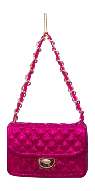 Christmas bauble Vondels Ornament Glass Raspberry Allover Glitter Fashion Bag 5.5 cm