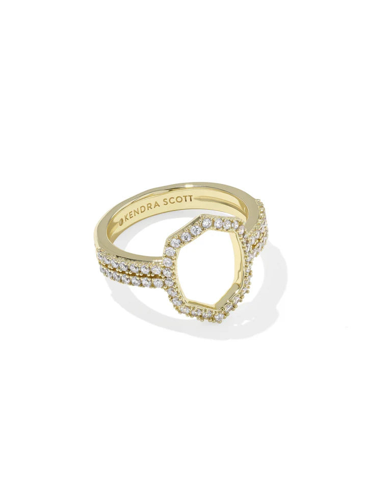 KENDRA SCOTT DAPHNE PAVE COCKTAIL RING GOLD WHITE CZ