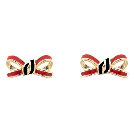 Mary Square  Earrings Bow Red & Black