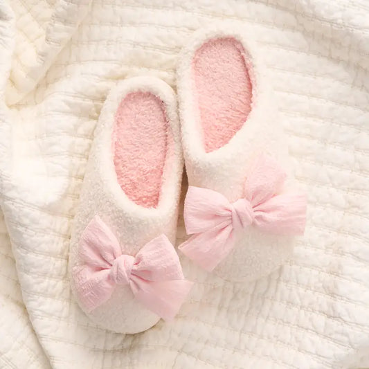 The Darling Effect Fuzzy Slippers-Betty Bow Blush