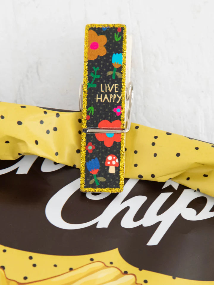 Natural Life Bag Clips, Set of 4 - Live Happy Floral