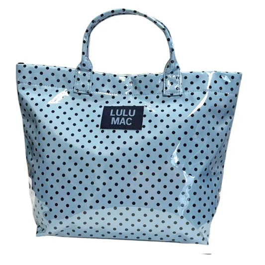 LULU MAC Tote Bag Light Blue/Navy Dot