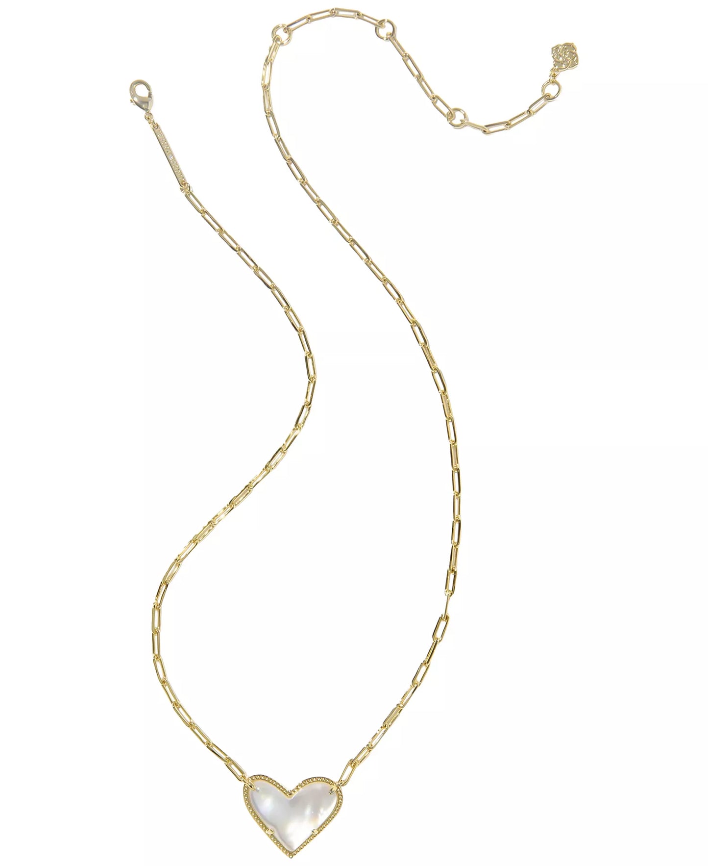 KENDRA SCOTT ARI HEART STATEMENT SHORT PENDANT NECKLACE GOLD IVORY MOTHER OF PEARL