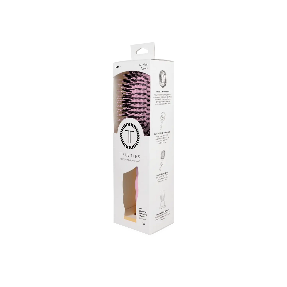 Teleties Boar Brush | Bubblegum Pink