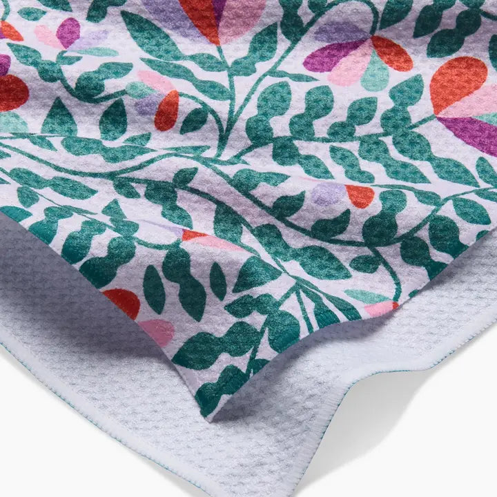 Geometry Spring Wavy Leaves Tea Towel