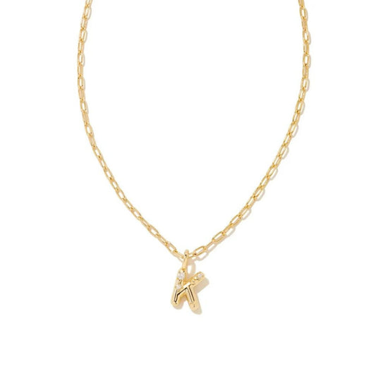 KENDRA SCOTT CRYSTAL LETTER K SHORT PENDANT NECKLACE GOLD WHITE CZ