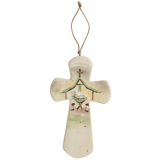 MUD PIE MANGER CERAMIC NATIVITY CROSS