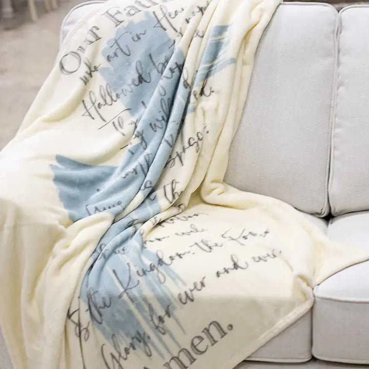 The Royal Standard Lord's Prayer Throw Soft White/Ice/Gray 50x60