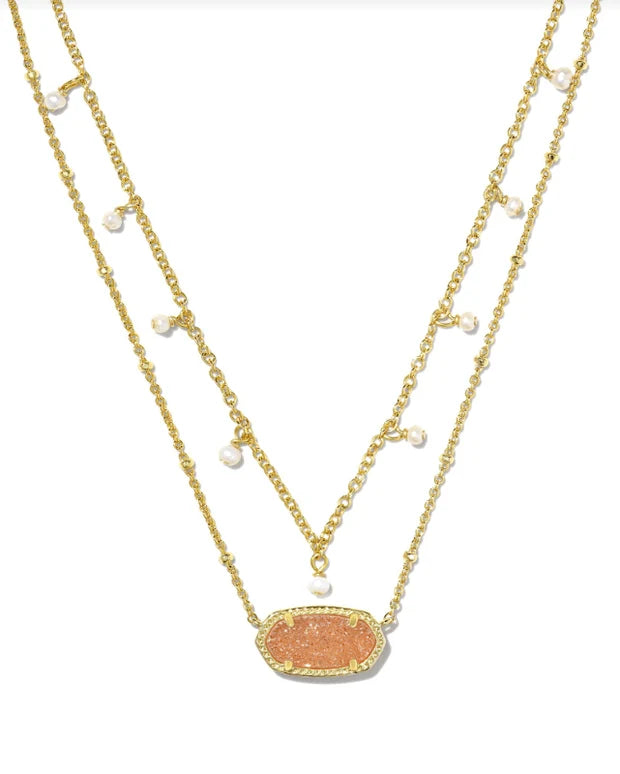 KENDRA SCOTT ELISA PEARL GOLD NECKLACE SAND DRUSY