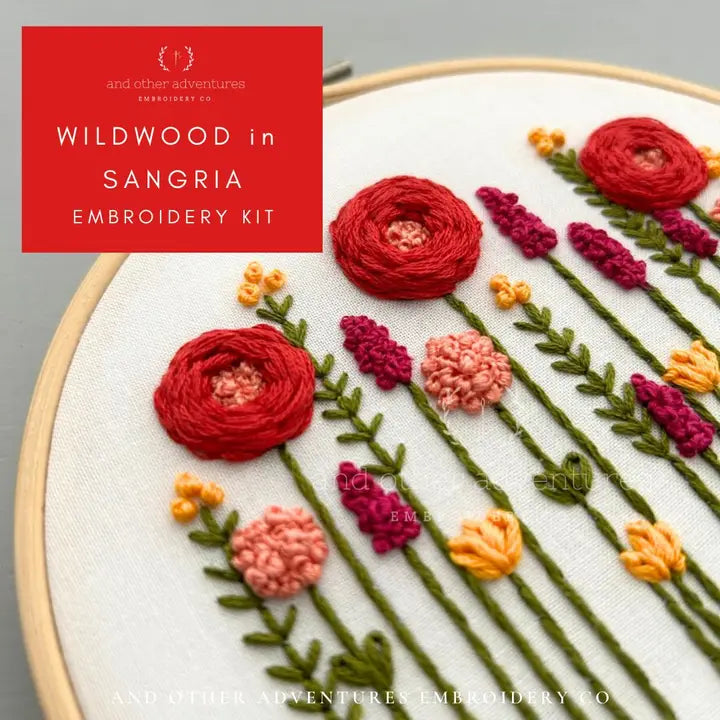 And Other Adventures Embroidery Co Hand Embroidery Kit - Wildwood in Sangria