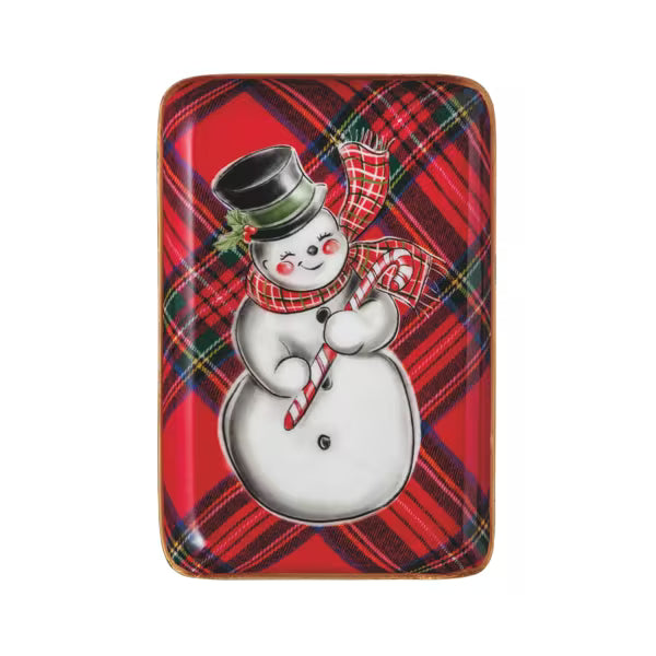 MUD PIE SNOWMAN TARTAN TIDBIT TRAY