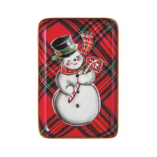 MUD PIE SNOWMAN TARTAN TIDBIT TRAY