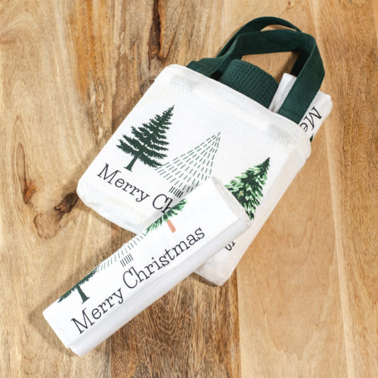 Pd HOME 3 PC MERRY TREE TOWEL W/BAG