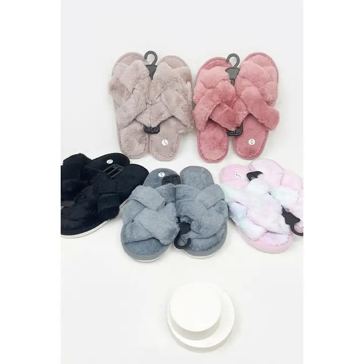 Love and Repeat Soft Tone Bow Cozy Indoor Open Toe Slipper