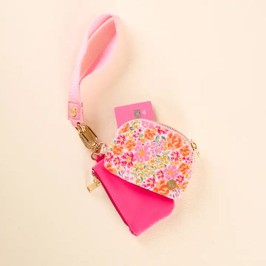 The Darling Effect Dynamic Duo Pouch Wristlet-Secret Garden Pink