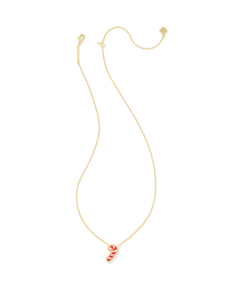 Kendra Scott Candy Cane Gold Short Pendant Necklace in Ivory Mother-of-