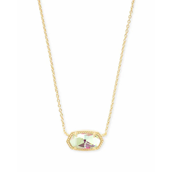 KENDRA SCOTT ELISA SHORT PENDANT NECKLACE ROSE GOLD DICHROIC GLASS
