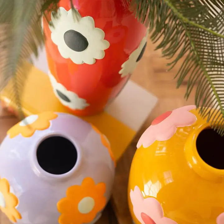 Kalalou Ceramic Vases with Flowers