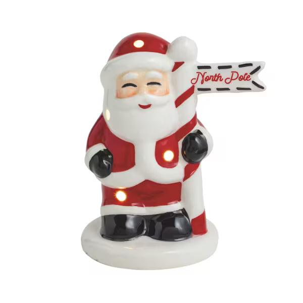 MUD PIE SANTA NORTH POLE LIGHT-UP SITTER