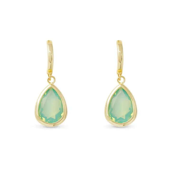 Amanda Blu Gold Crystal Large Teardrop Earrings-Aquamarine