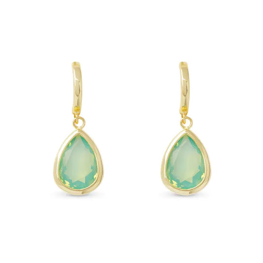Amanda Blu Gold Crystal Large Teardrop Earrings-Aquamarine