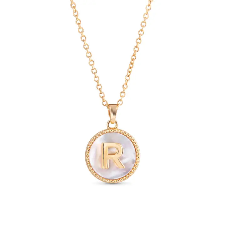 AMANDA BLU GOLD MOTHER OF PEARL INITIAL NECKLACE