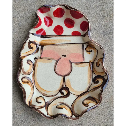 Heartfelt Traditions Freeform Ruffled Plate (Santa Dots)