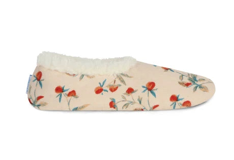 Snoozies! Womens Floral Corduroy Slipper With Memory Foam Sole Cream