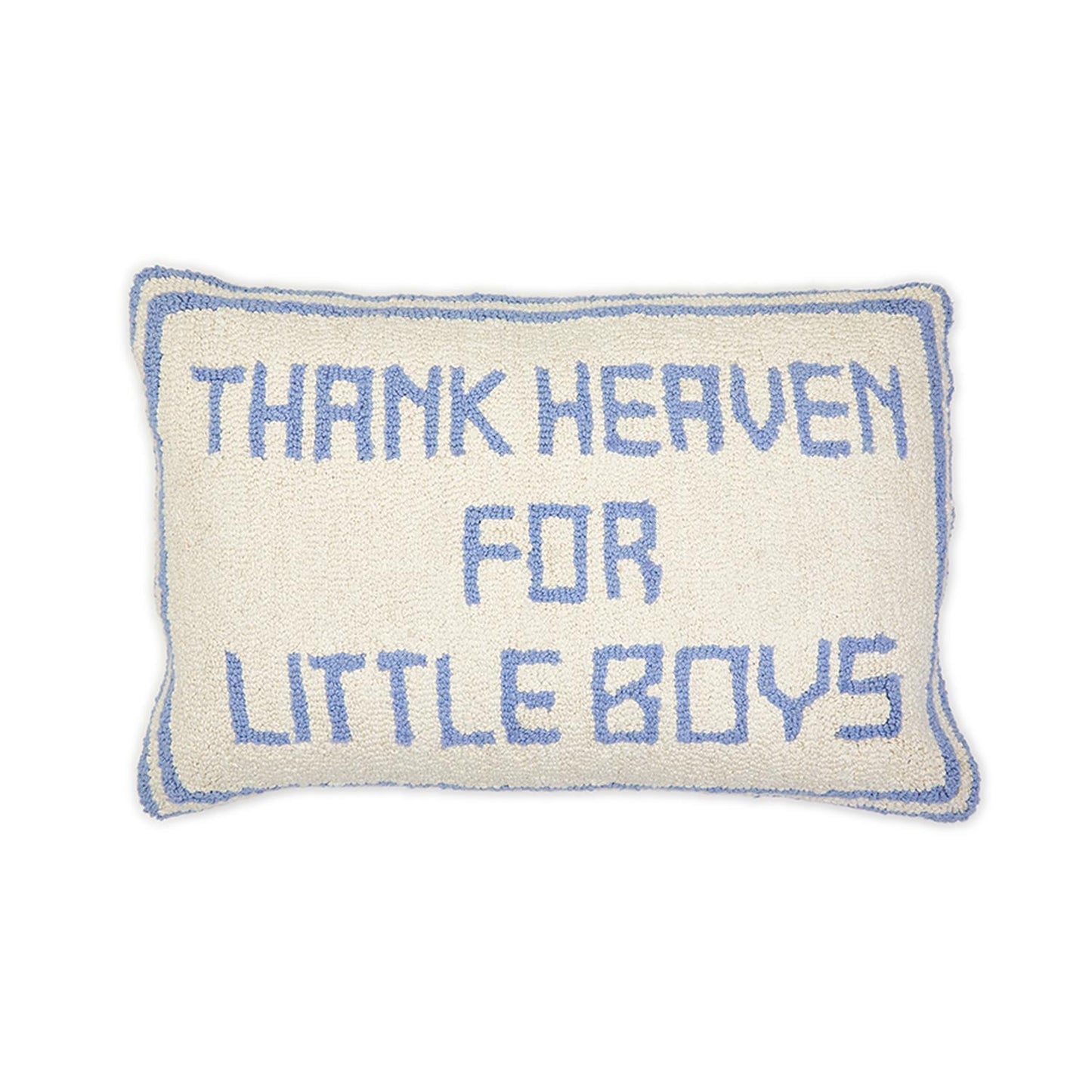 TWO'S COMPANY THANK HEAVEN PUNCH EMBROIDERY DECORATIVE THROW PILLOW-BOYS/BLUE