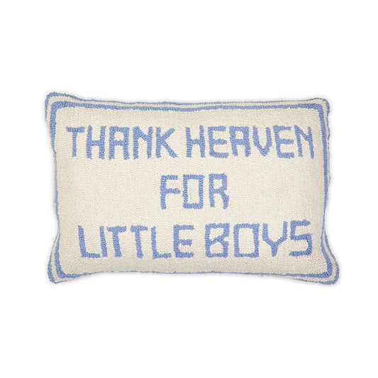 TWO'S COMPANY THANK HEAVEN PUNCH EMBROIDERY DECORATIVE THROW PILLOW-BOYS/BLUE