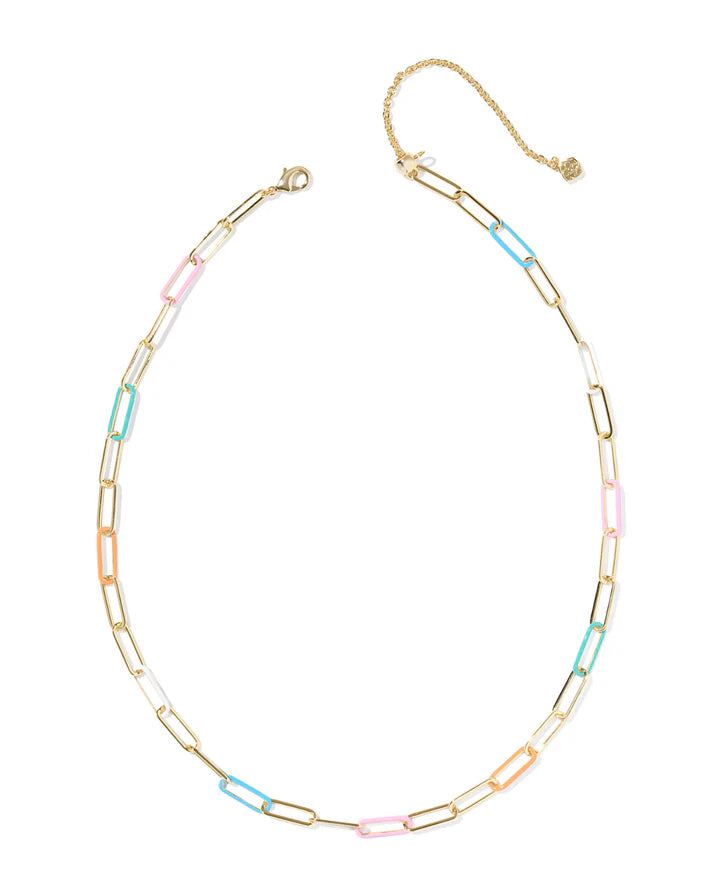 KENDRA SCOTT AINSLEY CONVERTIBLE CHAIN NECKLACE GOLD MULTI MIX ENAMEL