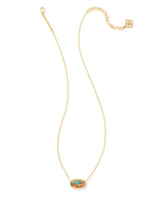 KENDRA SCOTT ELISA SHORT PENDANT NECKLACE GOLD BRONZE VEINED TURQUOISE MAGNESITE RED OYSTER