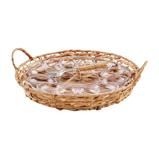 MUD PIE WOVEN ACRYLIC DEVILED EGG TRAY SET