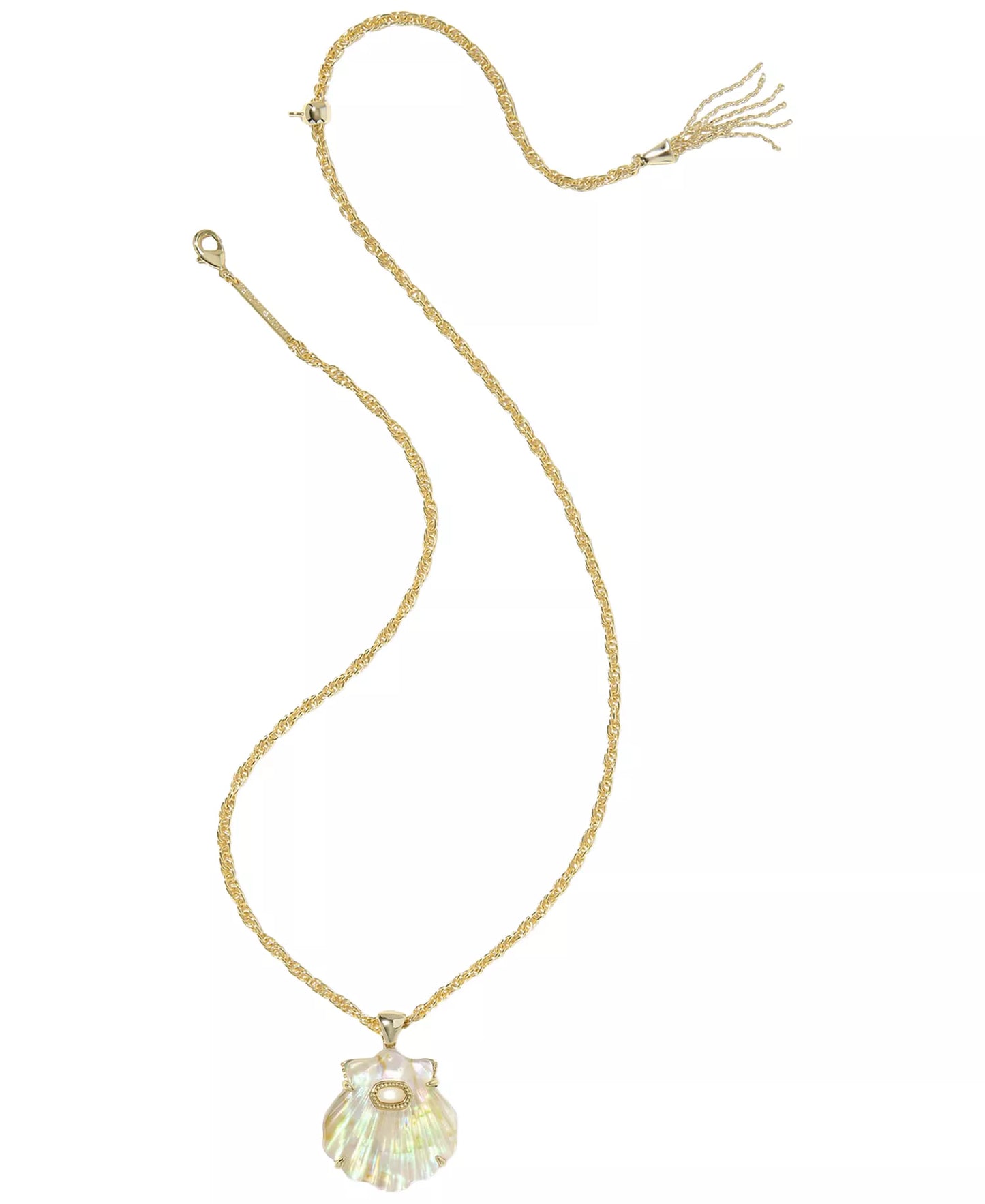 KENDRA SCOTT LUCIA SHELL SHORT PENDANT NECKLACE GOLD IRIDESCENT ABALONE