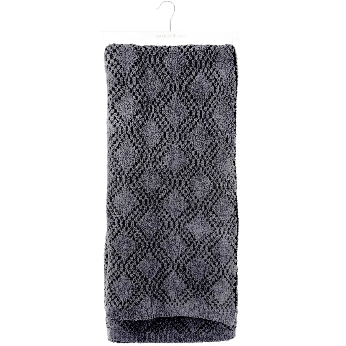 Amanda Blu Plush Diamond Throw Blanket | Soft Luxurious Throw-Charcoal