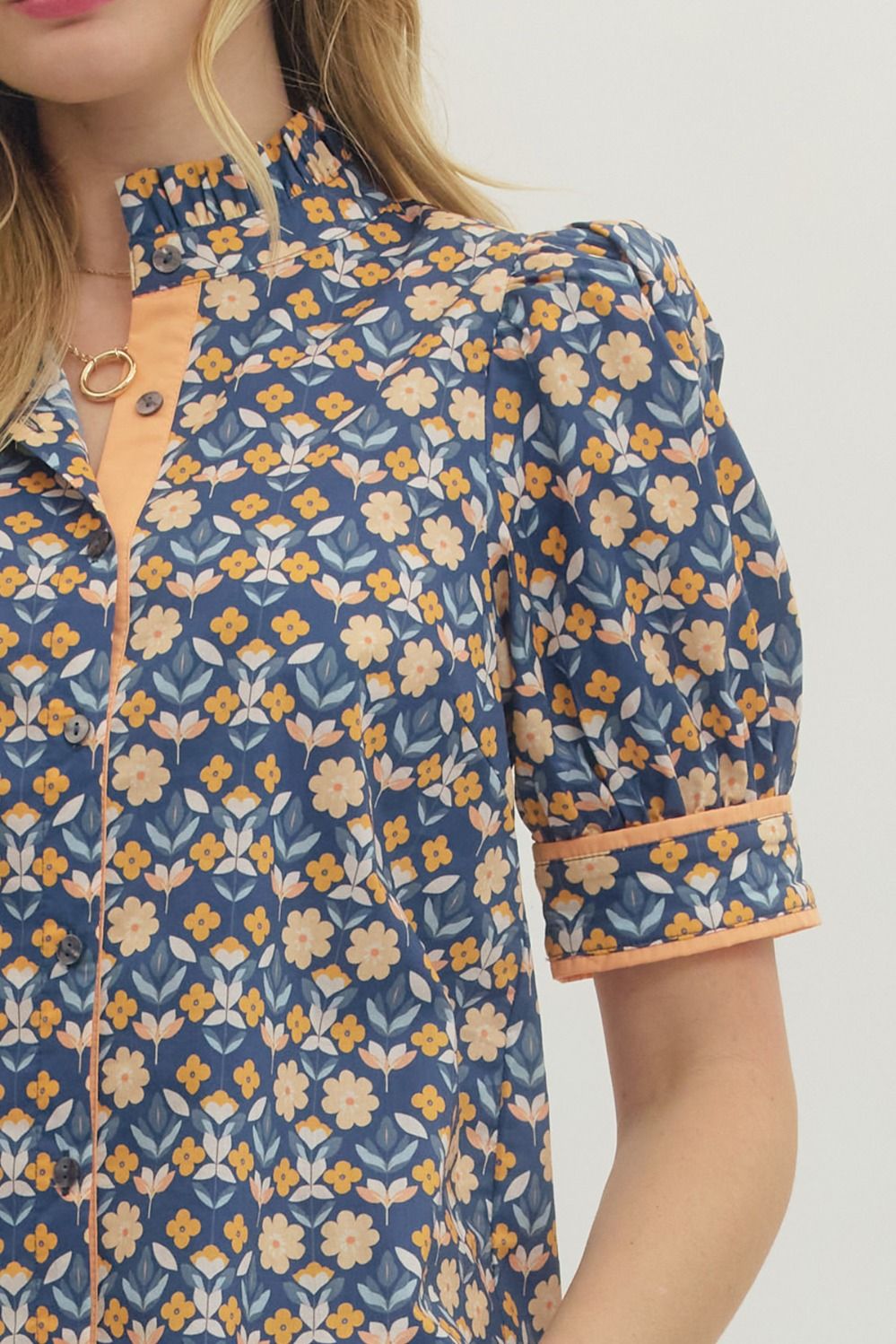 Entro Navy Floral Top