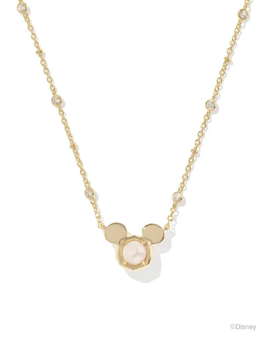 KENDRA SCOTT MICKEY MOUSE PENDANT NECKLACE GOLD WHITE PEARL